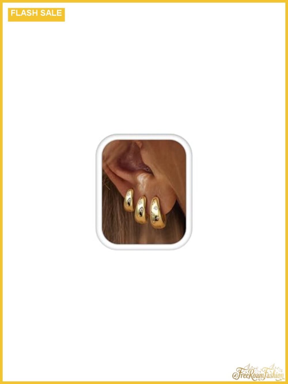 14K Gold Plated Chunky Huggie Hoop Earrings Set for Women with CZ